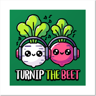 Turnip The Beet! Cute Vegetable Music Pun Cartoon Posters and Art